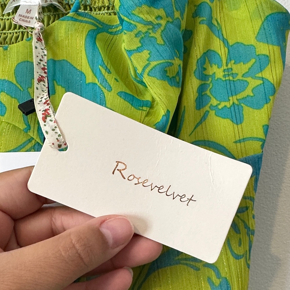 Velvet Lime Green and Teal Maxi Dress - Picture 5 of 7